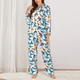 thumbnail image 2 of Fotbe Block Dinosaur Pattern Long Sleeve Pajama Set for Women,Sleepwear Set,2-piece Loungewear Set,Soft PJs Comfy Nightwear with Pockets -Medium, 2 of 7