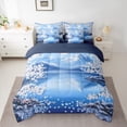 thumbnail image 3 of Manfei Blue Mount Fuji 7-Piece Bedding Comforter Set for Teen, Tokyo Cherry Blossoms King Bedding Sets, Japanese Style Reversible Bed Sheets, Lightweight Room Decor, 3 of 8