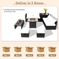 thumbnail image 4 of Topbuy 9 Pieces Outdoor PE Rattan Wicker Sectional Sofa with 42" Gas Fire Pit Table Space-Saving Patio Conversation Set with Storage Box Navy, 4 of 10