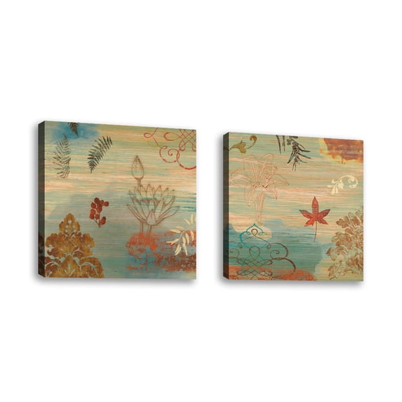 Set of 2 - Bohemian Dreams II - Contemporary Fine Art Giclee on Canvas Gallery Wrap - wall décor - Art painting - 24 x 24 Inch - Ready to Hang