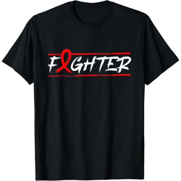 Exquisite and comfortable-Blood Cancer Fighter T Shirt - Red Ribbon Awareness T-Shirt