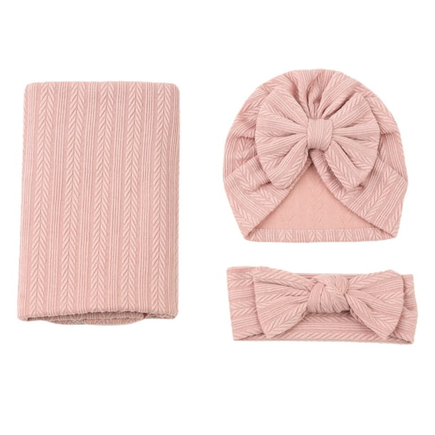 Conjunto de Manta Envolvente para bebé Recién Nacido Algodón de Poliéster 3 Piezas de Ropa de Pañales con Patrón de Trigo de Color Sólido Suave y Acogedor para Bebés ANGGREK Otros