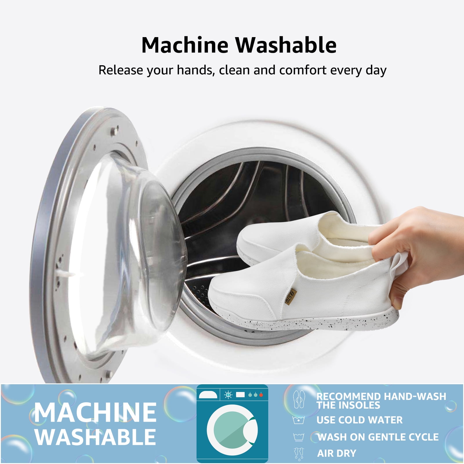 Sneakers Washing Insoles In Washing Machine STQ Womens Slip-on
