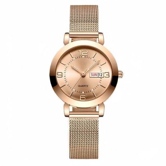 Women's Watch with Stainless Steel Strap, Calendar and Luminous Light