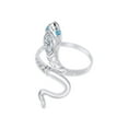 thumbnail image 3 of AFFY Simulated Aquamarine & CZ Snake Womens Band 14k White Gold Over 925 Sterling Silver, 3 of 4
