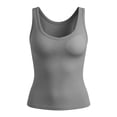 thumbnail image 5 of AKOEE Tank Tops with Shelf Bra for Women Slim Fitted Sleeveless Tanks Yoga Casual Base Tees Removable Pads (M, Gray), 5 of 5
