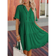 thumbnail image 3 of Vestido Informal de Mujer con Escote en V, Corta, Corte A y Volantes, Verde, Talla XXL, 3 of 5