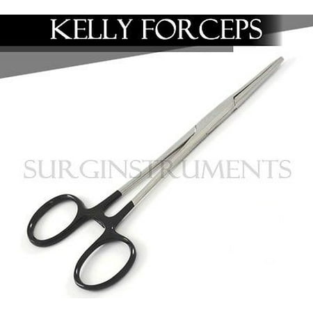 BLACK - 6 Kelly Hemostat Forceps 5.5" Straight Surgical Dental Instruments