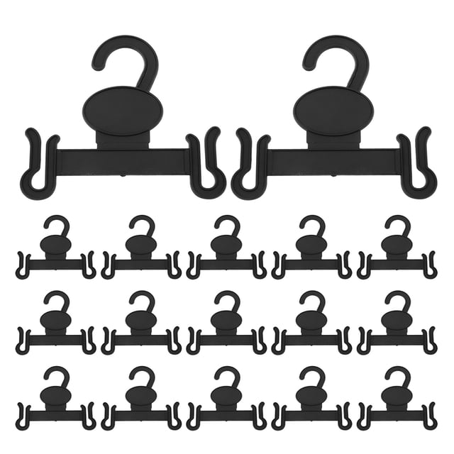 MOVTOTOP 30pcs Plastic Shoe Hooks for Store Display Retail Hanger Holder for Shoes Hanging Rack for Slipper Storage and Drying Black