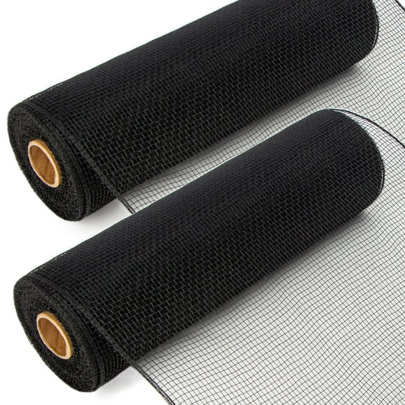 Cinta de malla negra Ribbli de 10 cm x 9 m (2 rollos) para decoración