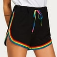 thumbnail image 2 of Aayomet Women Shorts For Summer Shorts Short Pants Beach Print Sport Rainbow Elastic Women Black Shorts For Women Black,XL, 2 of 5