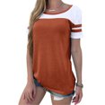 thumbnail image 1 of Baohd T-shirt à Manches Courtes à Rayures pour Femmes Marron TG, 1 of 5