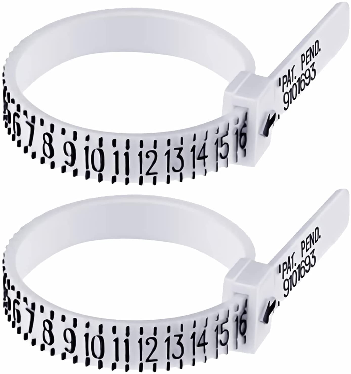 Ring Sizer Measuring Tool Adjustable Mens Ring Sizer Reusable Finger Size  Gauge Measure Tool US 1-17 Rings Size 2 Pack for Women Men and Kids(White*2)