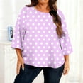 thumbnail image 6 of Womens Plus Size T-Shirts Crew Neck 3/4 Sleeve Shirt Fashion Polka Dots Tops Dressy Casual Pleated Blouses Spring Summer 2026, 6 of 6