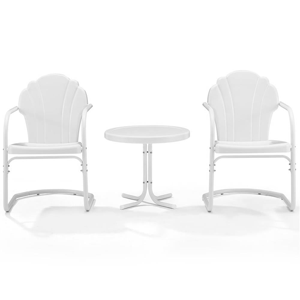 Crosley Furniture Tulip 3 Piece 22"Round Metal Patio Conversation Set in White