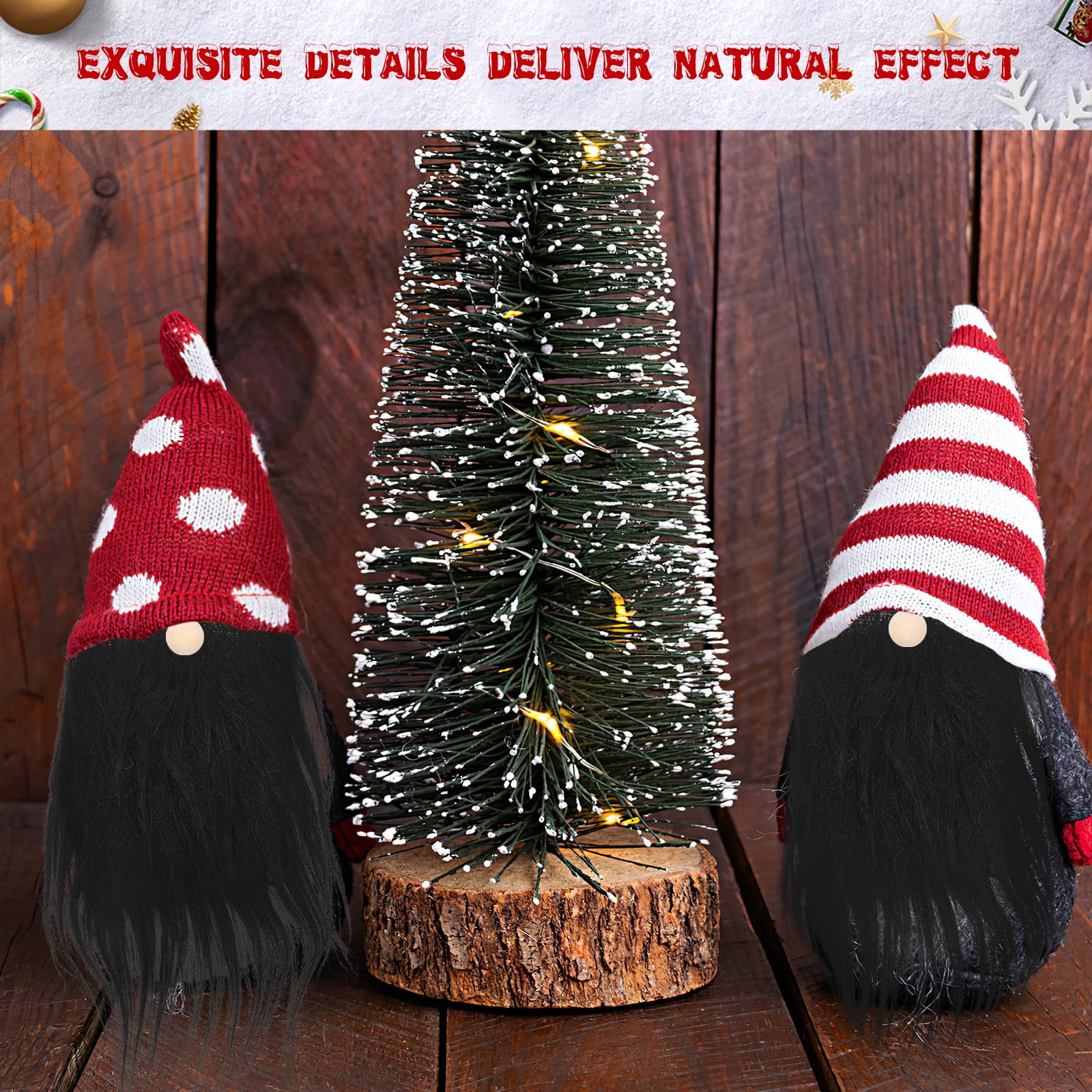 Home decoration Gnome Beard with Wood Balls for Crafting 24Pcs/Set Pre-cut  DIY Decor Solid Color Faux Fur Beards for Christmas Gnome Dolls