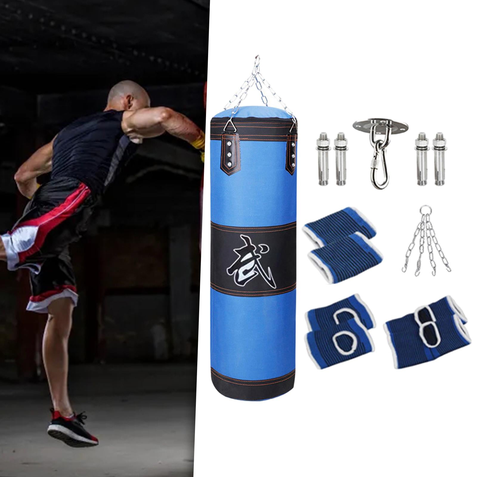 Baoblaze Boxing Bag Heavy Bag Wrist Guards Hanging Unfilled Bag Fillable Punching Bag for Blue 100cm