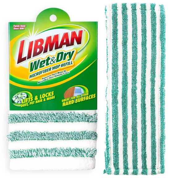 Libman 18-Inch Wet & Dry Microfiber Mop Refill - Green and White