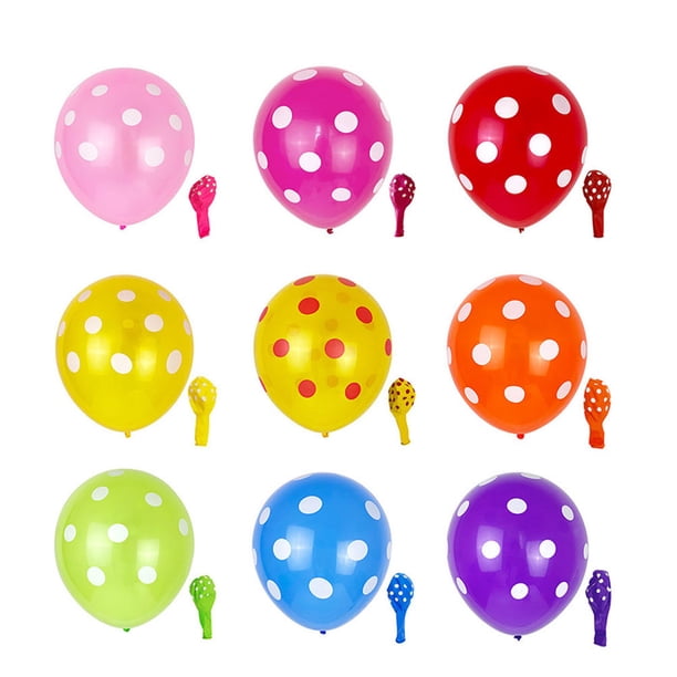 KAKOWELY 100 globos de látex gruesos de 12 pulgadas con lunares, inflables, para decoración de bodas, cumpleaños y fiestas (colores variados).