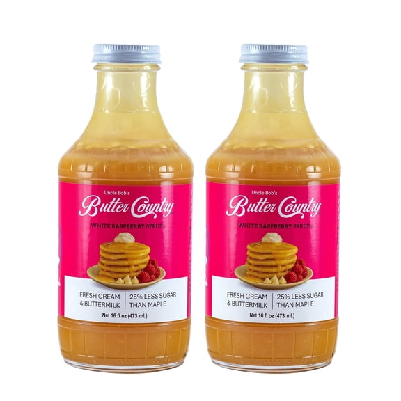 Butter Country Rich and Creamy Buttermilk Syrup | White Raspberry Flavor | 16 fl oz / 2 Pack
