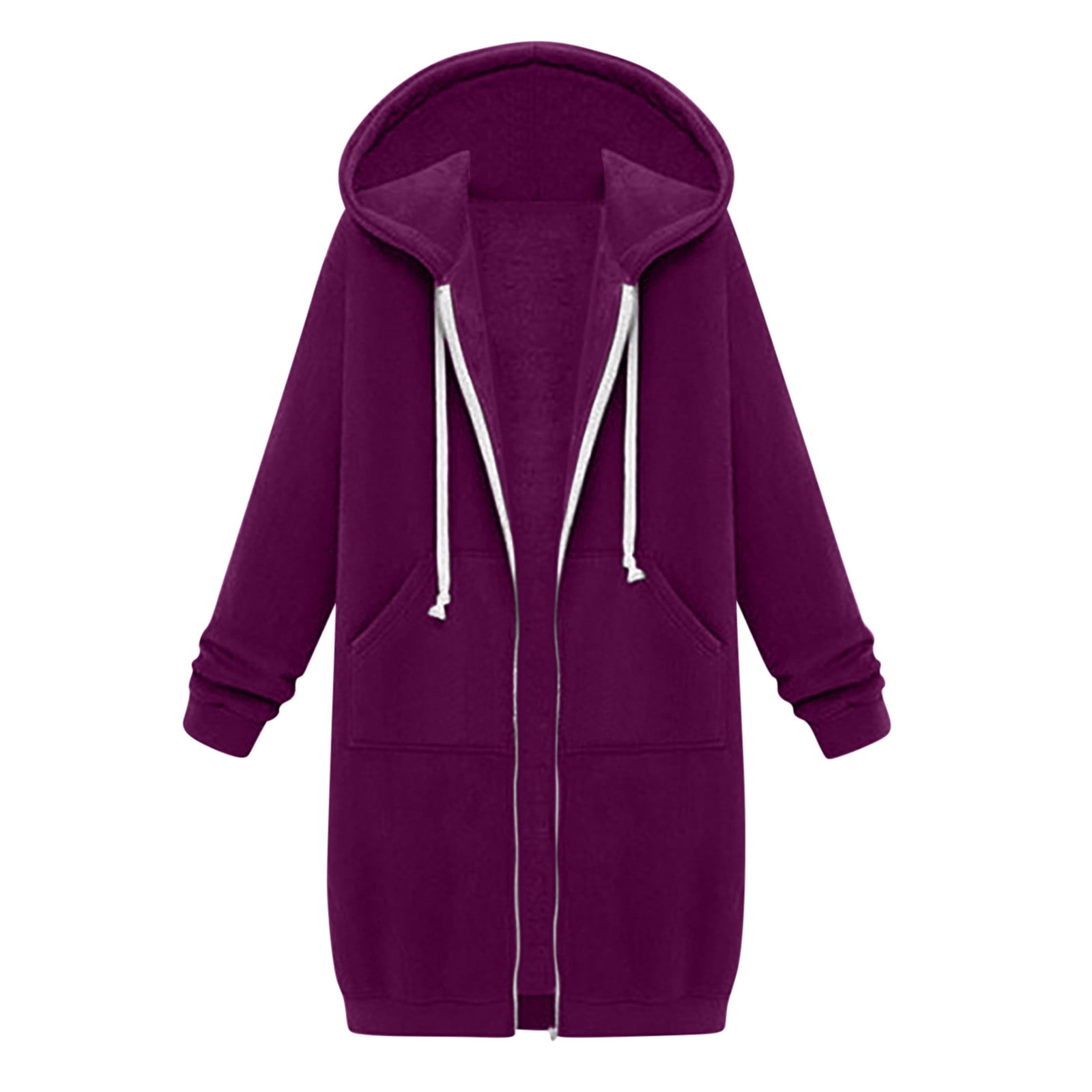 Jszlgo Long Hoodies for Women Zip Up Hoodie Casual Long Hoodies for Women Tunic Sweatshirts Jackets Winter Coat with Pockets Long Hooded Sweatshirts