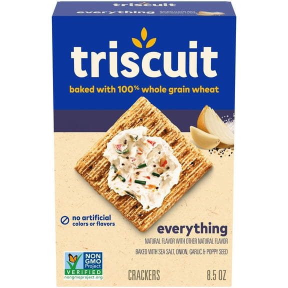 Triscuit Everything Whole Grain Wheat Crackers, Lunch Snacks, Snack Crackers, 8.5 oz