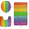 thumbnail image 3 of Bathroom Rug Set of 3, 3 Pieces Bath Mats Set, Rainbow Wood Plank Texture No Silp Washable Cover Floor Rug Decorations for Kitchen Bathroom Bedroom, 3 of 6