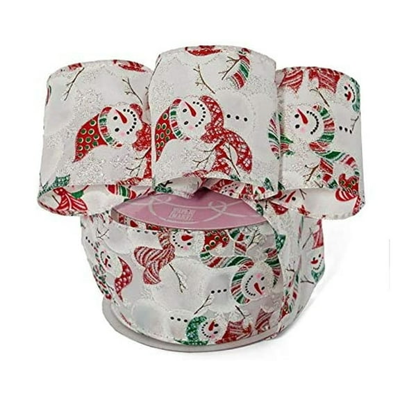 Snowmen Glitter Christmas Wired Ribbon - 2 1/2" Wide x 10 Yards (56152105)