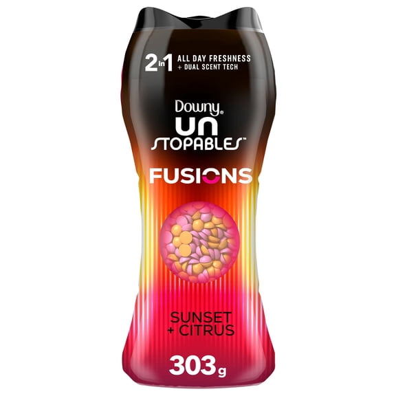 Downy Unstopables Fusions In-Wash Laundry Scent Booster Beads, Sunset & Citrus Scent, 2-in-1 All Day Freshness + Dual Scent Technology