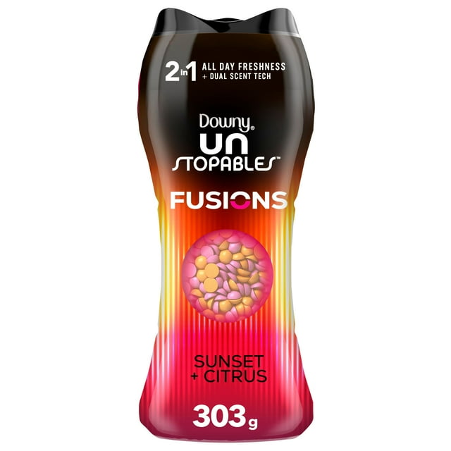 Downy Unstopables Fusions In-Wash Laundry Scent Booster Beads, Sunset & Citrus Scent, 2-in-1 All Day Freshness + Dual Scent Technology