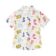 thumbnail image 2 of LittleSpring Short Sleeve Shirt Boy Hawaiian Shirts Button Down Casual Summer Clothes Cartoon Graffiti Size 6, 2 of 6