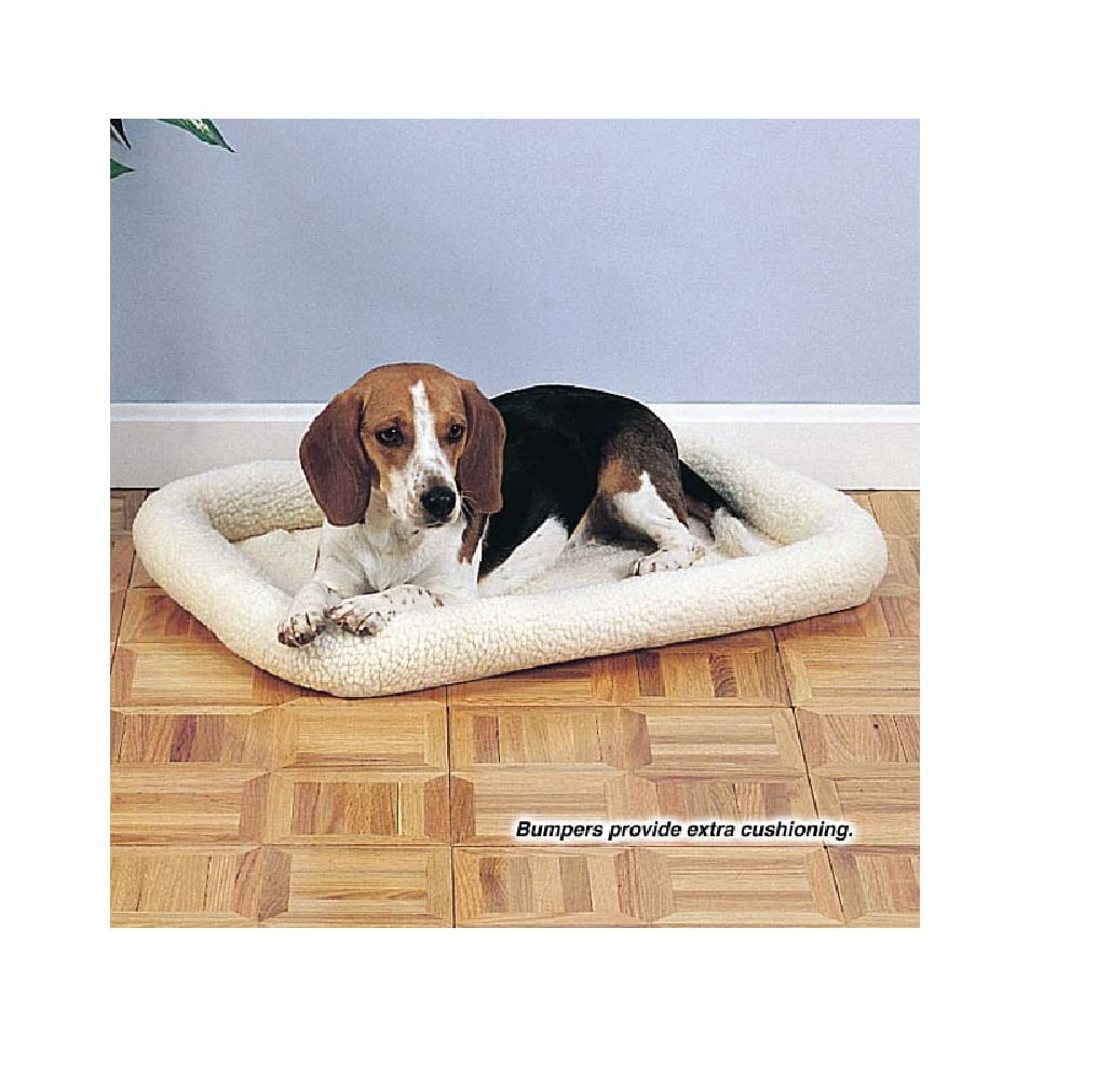 Sherpa Crate Dog Beds Soft Plush Comfortable Bolster Sides (Medium/Large,Natural)