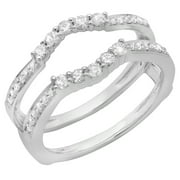 Dazzlingrock Collection 0.50 Carat (ctw) 14K Round Cut Diamond Wedding 5 Stone Enhancer Guard Ring 1/2 CT, White Gold, Size 8.5