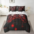 thumbnail image 2 of Game King Bedding Sets ,Gaming Bed in a Bag 7 Piece, Gamer Fitted Sheet Neon Lights Gamepad Comforter Set for Teen Men Bedroom,Geometry Grid Reversible Bed Set,Red Black, 2 of 6