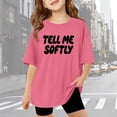 thumbnail image 2 of Girls Summer Short Sleeve Tops Dressy Casual Girls Tops Size 14-16 Printed Crewneck Loose Shirts Basic Cotton Tops Graphic Tees Size 3-4 Years,1-Hot Pink, 2 of 4