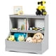 thumbnail image 5 of Costway Organizador juguetes con 2 compartimientos abiertos y 2 cajas, librería multiuso con estribo, para habitación de niños y niñas, blanco y gris, 5 of 7