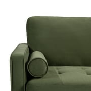 Studio Living Lorelei Mid-Century Modern Cushion Back Upholstered Sofa, Olive Fabric