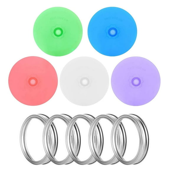 Zhuge 5-Piece Silicone Fermentation Lid Set - Wide-Mouth Mason Jar Covers with Rings