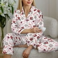 thumbnail image 6 of Xecao Valentine's Day Print Women Pajamas Set Soft Sleepwear Pjs long Sleeve Button Down Nightwear with Long Pants-Small, 6 of 7