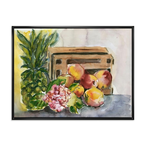 Designart 'Historic Fruits V' Farmhouse Framed Canvas Wall Art Print