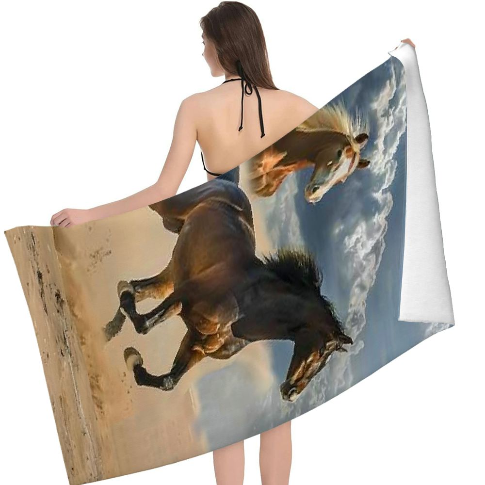 PHYHOO Horse Beach Towel, Animal Large Oversized Beach Towel Lightweight Quick Dry Soft Absorbent Bath Towel, Sand Free Towel for Swimming Travel Sports 30x60in