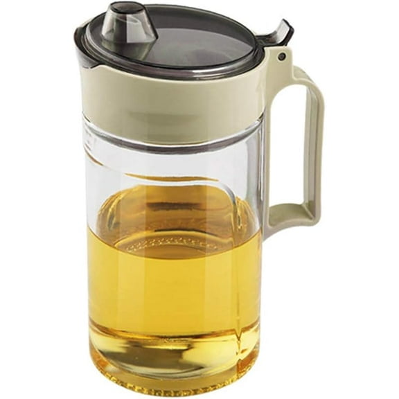 XUET Olive Oil Vinegar Syrups Bottle Dispenser Cruet - 550ml(18.6 Oz) Oil Bottle Glass With No Drip Plastic Bottle Spout And Protective Cap(Green 1PC)