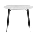 thumbnail image 4 of Ember Interiors Modern Round Drop Leaf Faux White Marble Dining Table, 4 of 7
