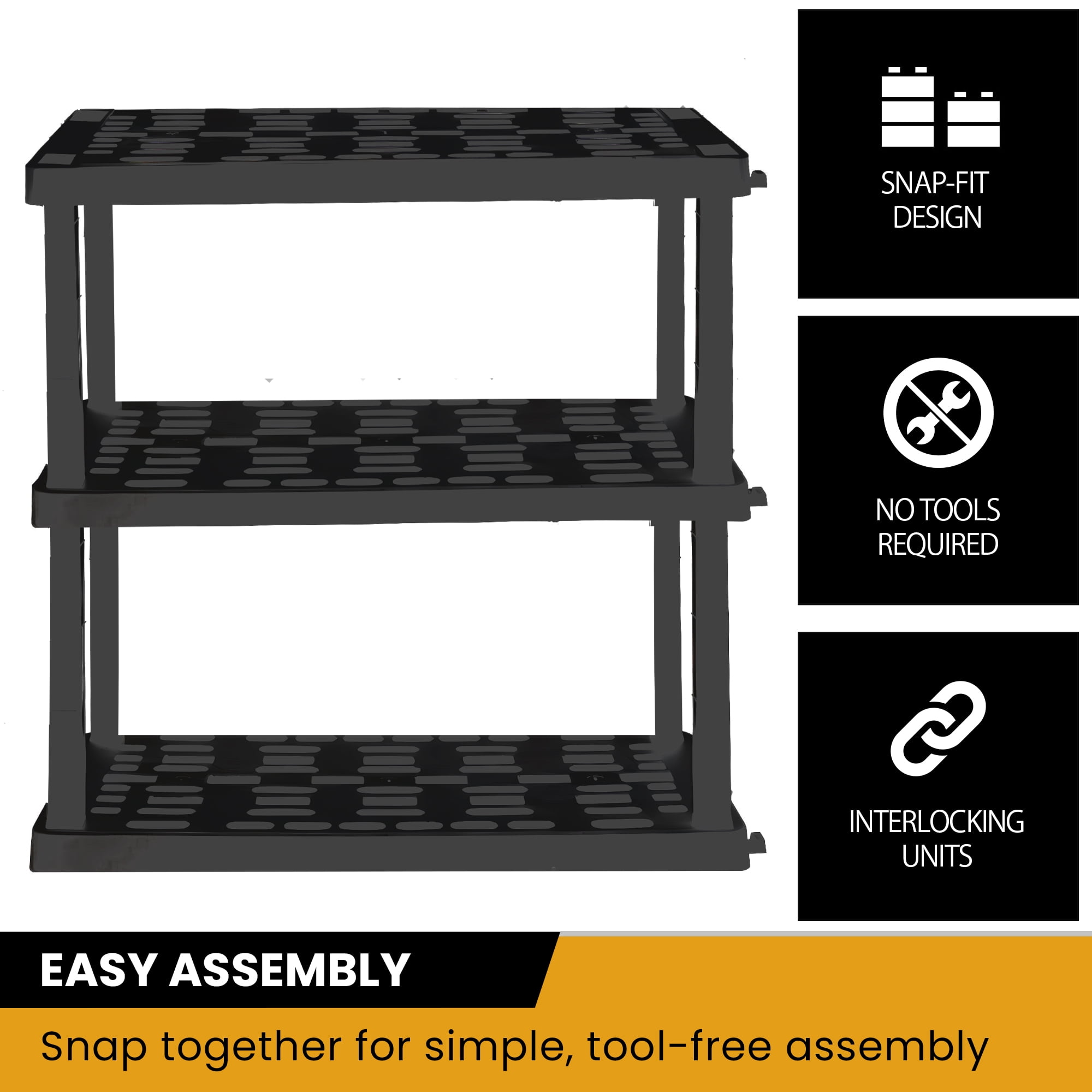 Hyper Tough Garage Shelving Unit Heavy Duty 3-Tier 2-Pack 38"H x 36"W x 18"D, Black 450 lb Total Capacity