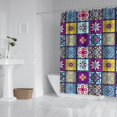 thumbnail image 3 of Extra Long Boho Shower Curtain 72x84 Inches - Vintage Floral & Tropical Leaves Pattern, Waterproof Bohemian Bathroom Decor with 12 Hooks, Tribal Rustic Style, 3 of 5