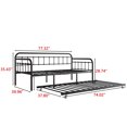 thumbnail image 4 of Kuurfuurdo Twin Size Metal Daybed Frame with Trundle, Heavy Duty Steel Slat Support Sofa Bed Platform, Black, 4 of 5