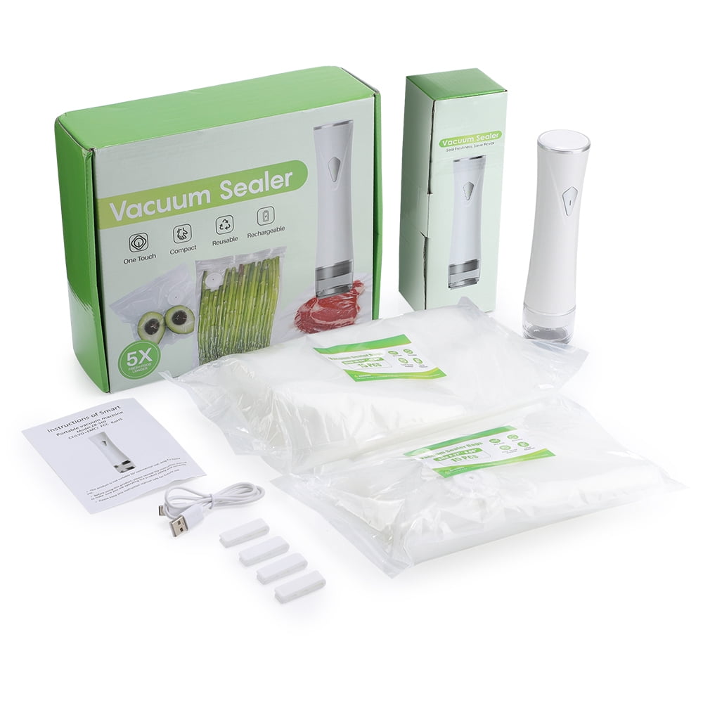 Portable Vacuum Sealer For Food – Cordless, With 40 Reusable Bags & Visible Water Tank, Handheld Design