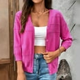 thumbnail image 2 of idosla Women's Lightweight Cardigans Casual Long Sleeve V-Neck Button Print Shrugs Sweaters Open Front Outerwear (Hot Pink, XL), 2 of 7
