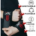 thumbnail image 5 of BEAST RAGE Weight Lifting Straps Wrist Wraps Fitness Padded Cotton Wrist Support Gel Advanced Grips Dumbbell Bar Wraps Heavy Duty Gym Bodybuilding Straps Power Deadlift Barbells (Black/Red Wraps), 5 of 8