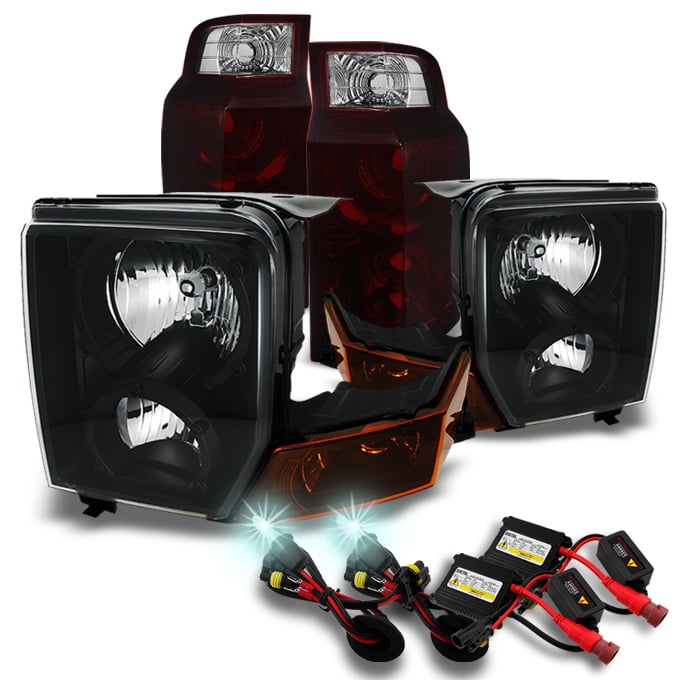 Fit 0610 Jeep Commander Black Headlights + Dark Red Tail Lights